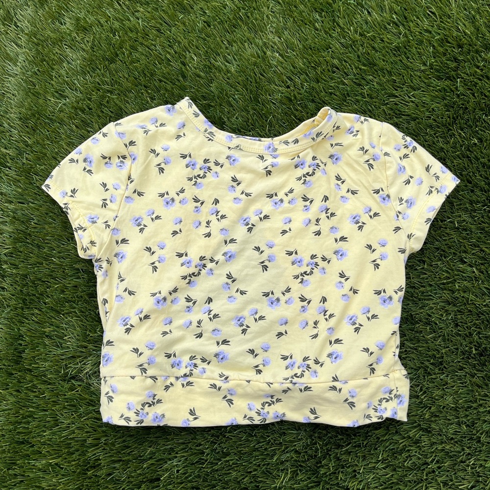 Yellow floral Crop Top